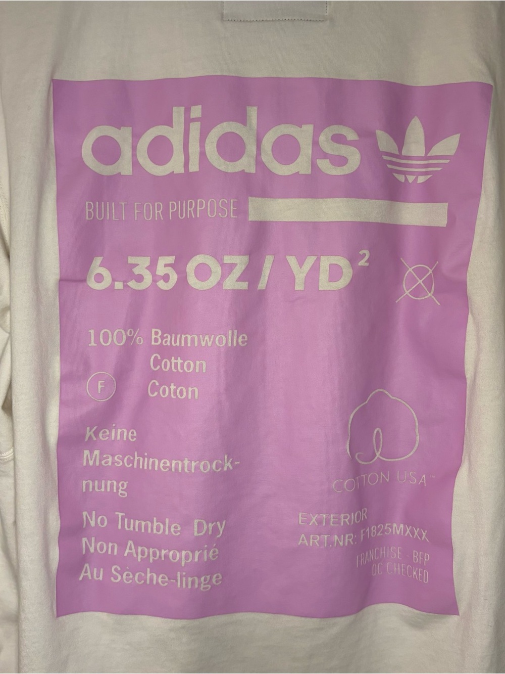 adidas Cream Tee with Pink Trefoil Logo - Picture 6 of 6